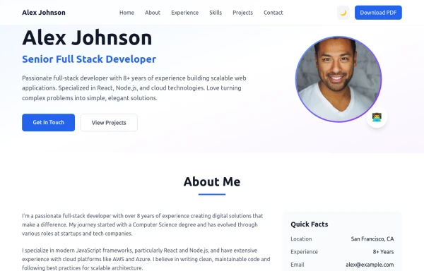 Modern Resume Template - Tailwind CSS