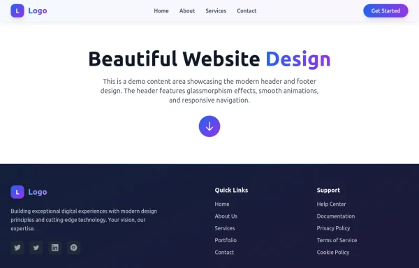 Modern Website Header & Footer