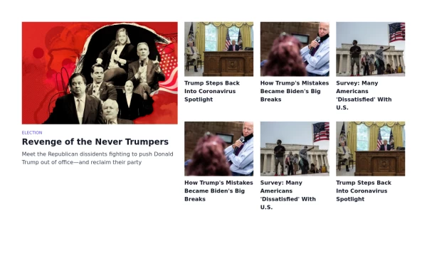 News website like card grid