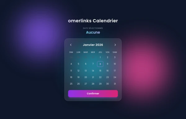 omerlinks Calendrier Glassmorphism