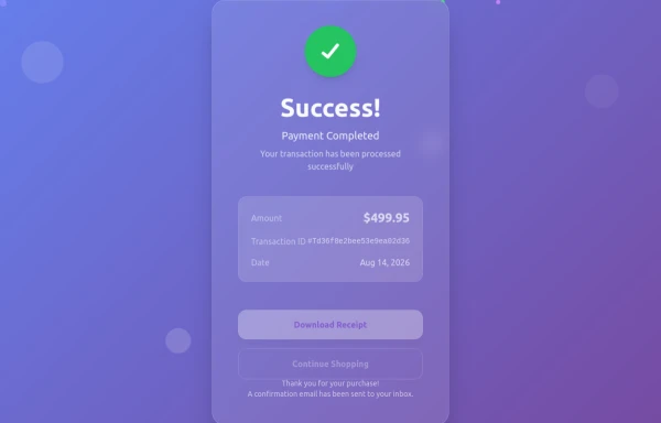 Payment success page example