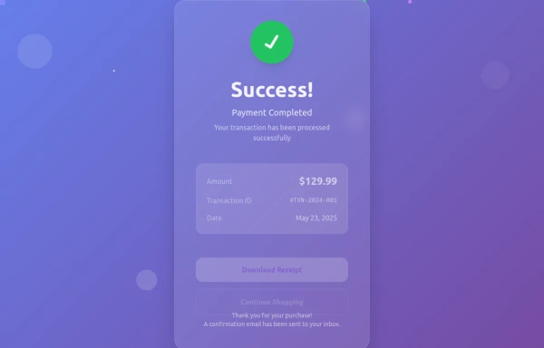 Payment success page example