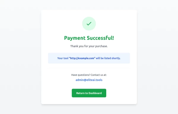 Payment Successful! Notification page