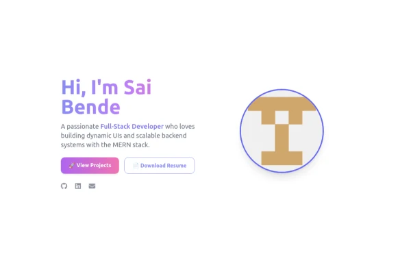 PortfoClean & Colorful Hero Section for Developer Portfolios (Tailwind CSS + Dark Mode)