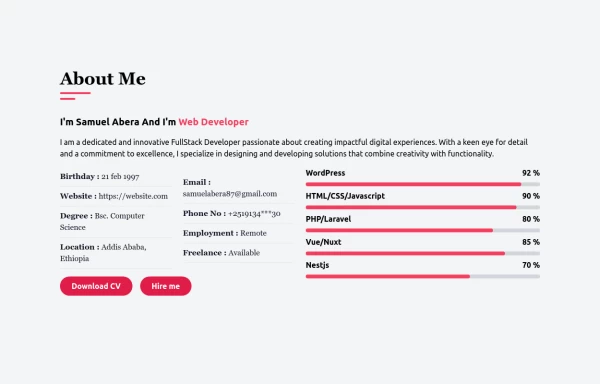 Portfolio About & Skills