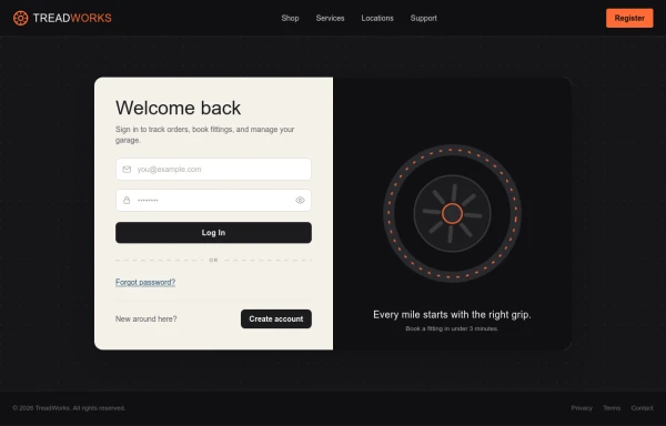 Premium Automotive Login Page with Animated SVG Illustration