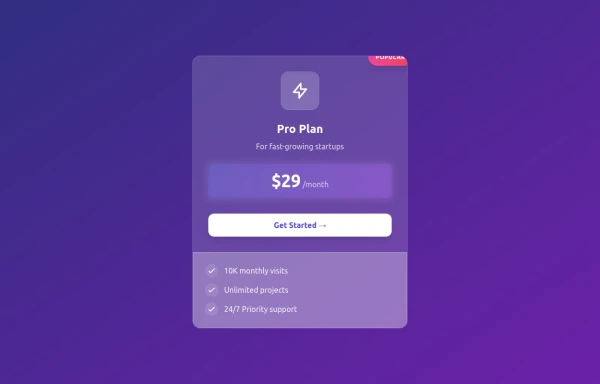 3D Modern Pricing Card