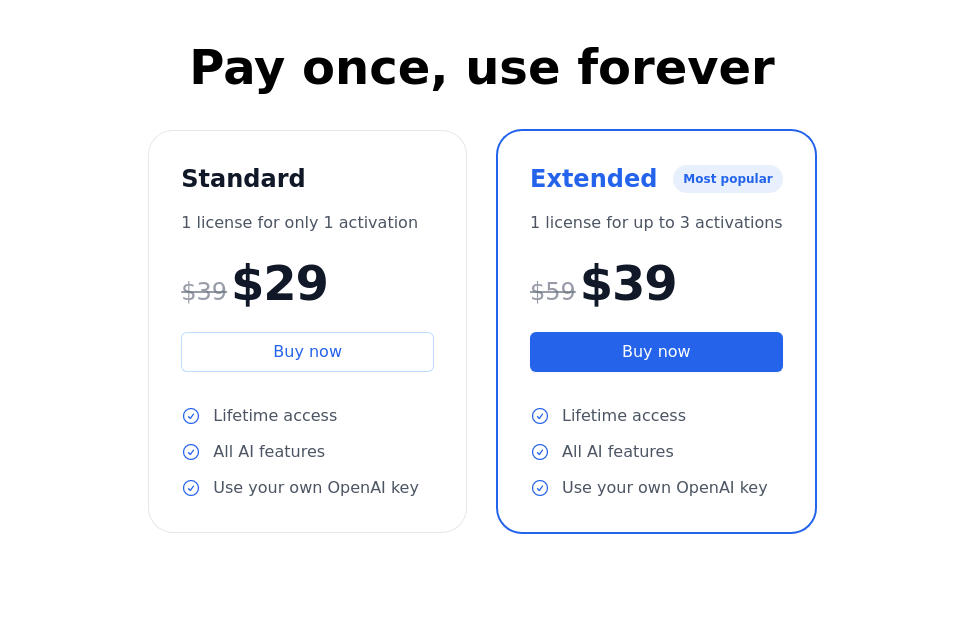 Pricing cards in pair