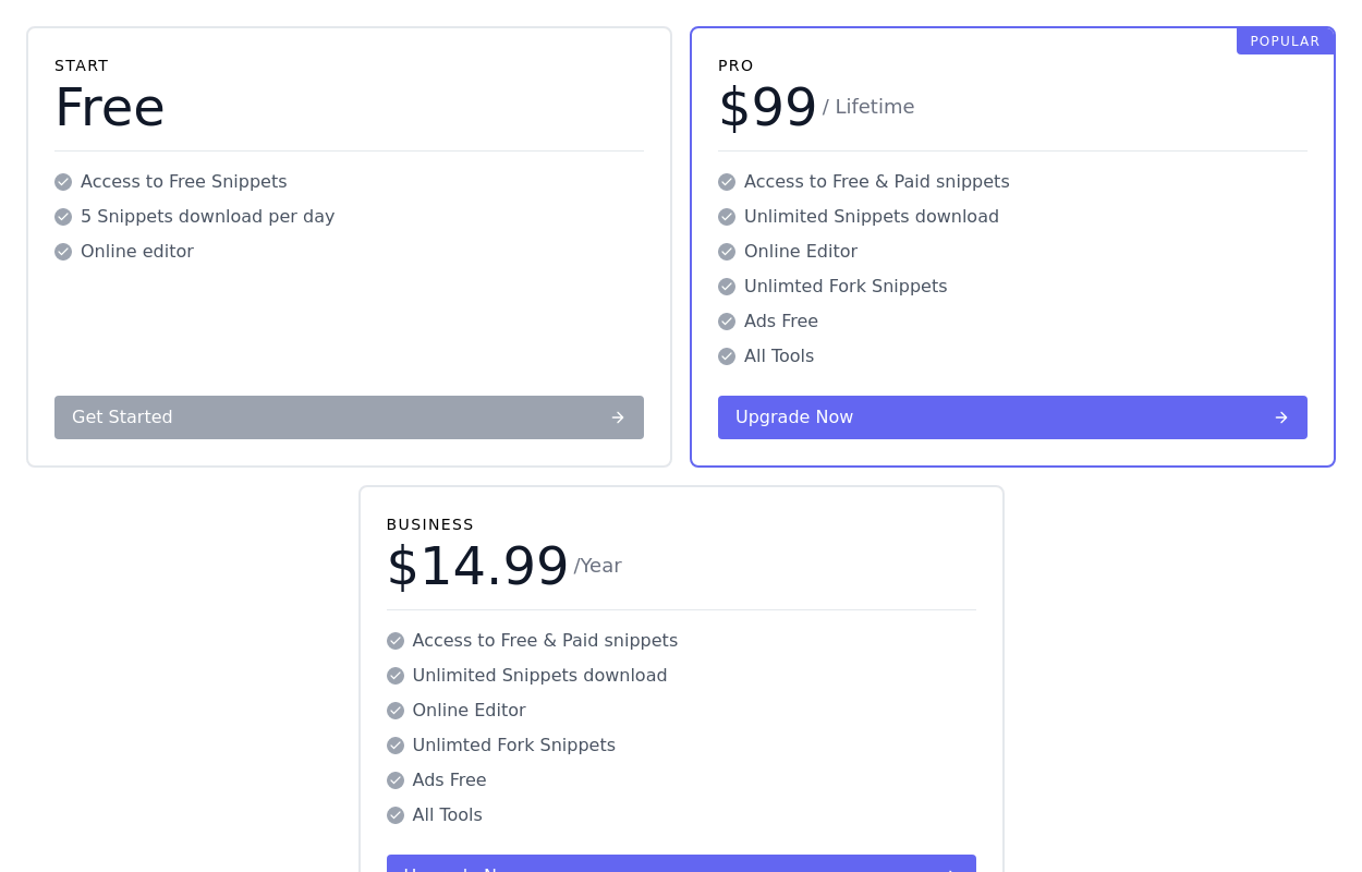 Pricing section