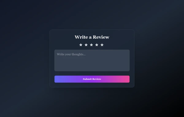 Rating Form with stars and message