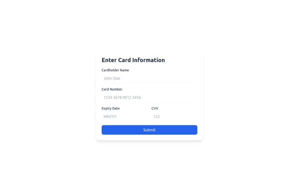 Responsive Bank Card Information Form with TailwindCSS