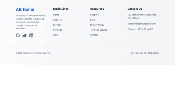 Responsive Light Mode Footer Component