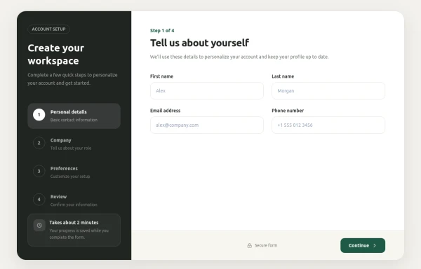 Responsive Multi-Step Registration Form with Progress Stepper