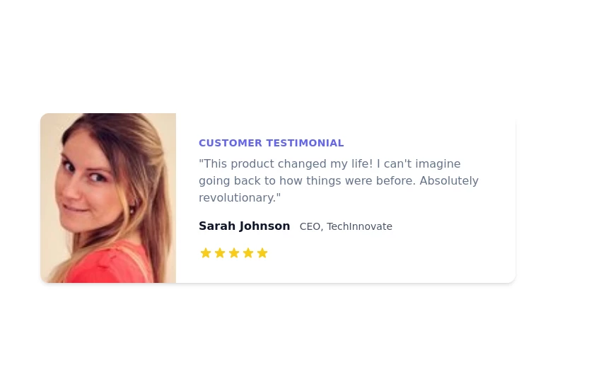 Responsive Testimonial Card with stars ratings