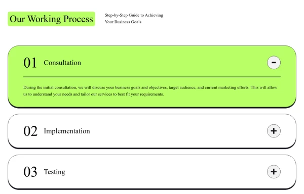 Responsive Working Process Section