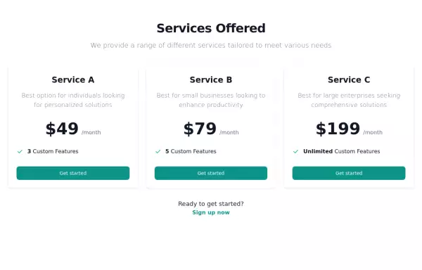 Service Pricing Card