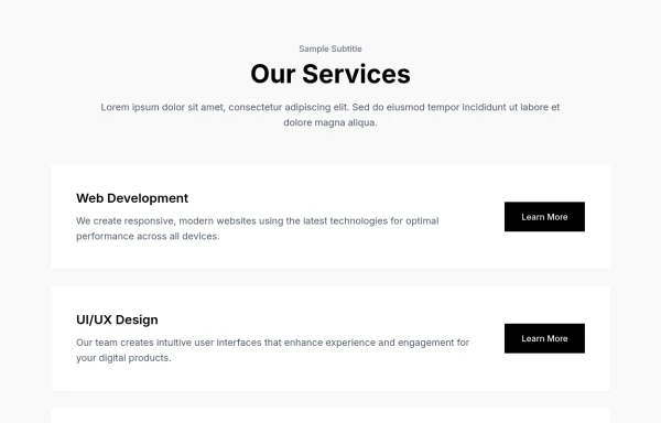 Services list