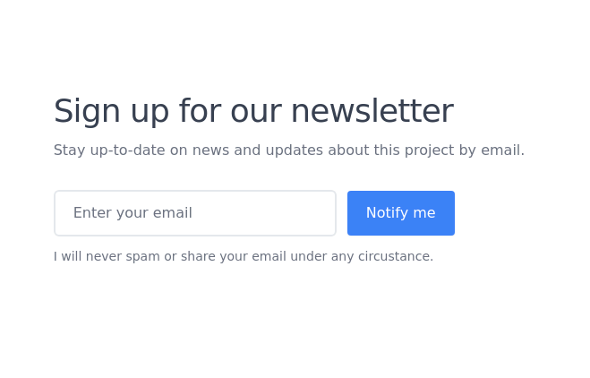 Sign up for newsletter form