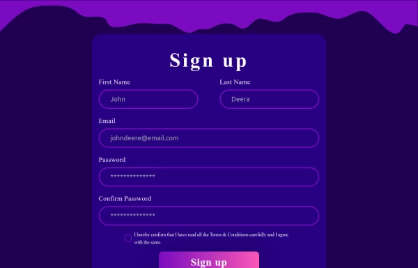 Sign up Form - Page