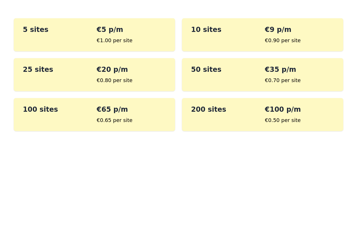 Simple pricing cards