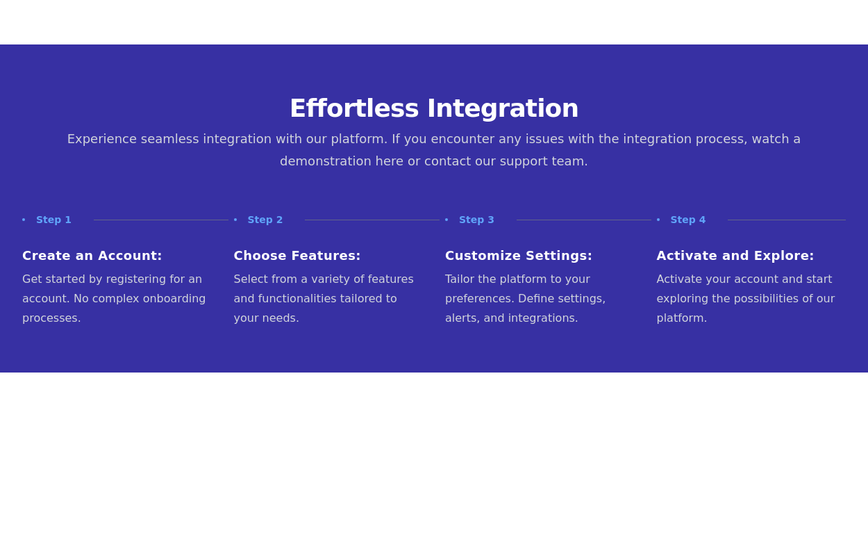 Onboarding steps section