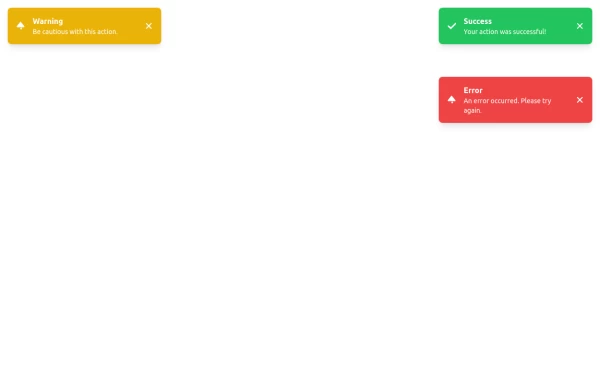 Succes Warning Error Toast Designs.