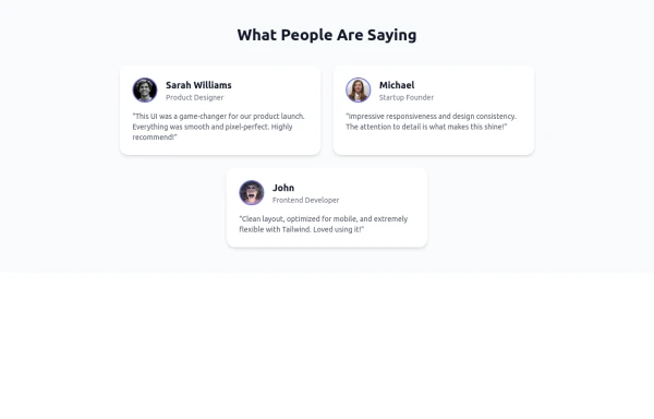 Tailwind Flex Component: Responsive Testimonial Section UI
