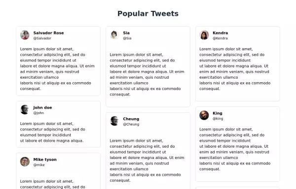 Tweets showcase grid