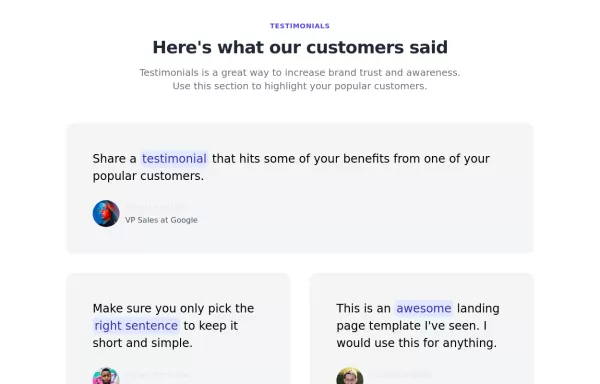 User testimonials