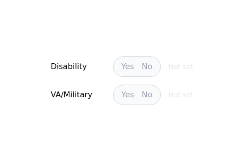 Yes / No radio input with reset button